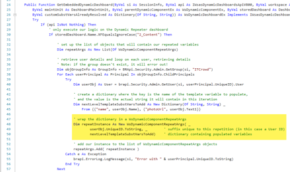 Dictionary with a list of the RepeatArgs highlighted with yellow highlight